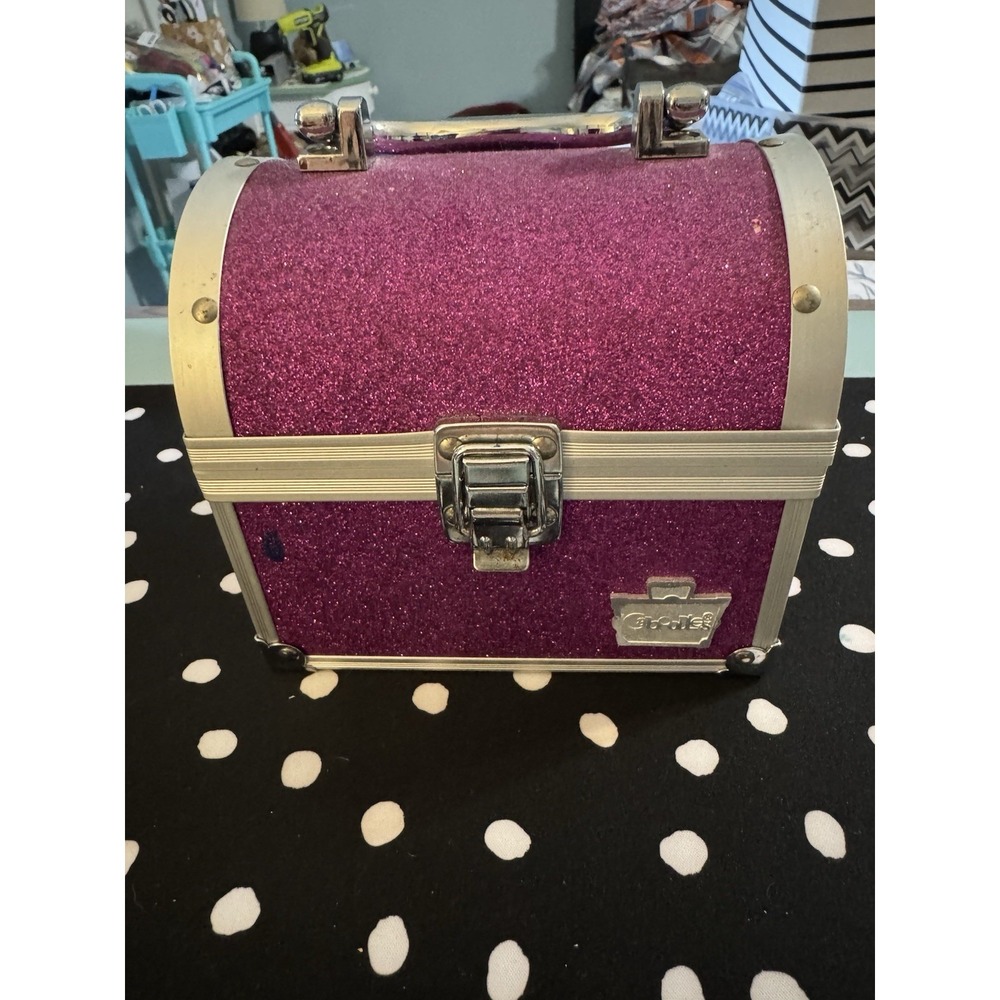 Caboodles Pink Sparkle Silver Medium Case 2012 Handle Purse Travel
